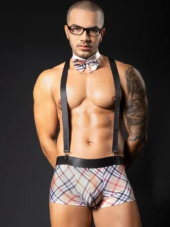 Costume sexy pour homme pantalon d'Halloween cravate lunettes bandoulière tenue de boîte de nuit