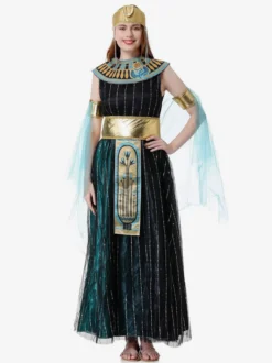 Costumes Grecs Robe Noire Rétro Ensemble Déguisement Vintage