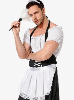 Costumes Halloween Bonne Blanc Drôle Robe Tablier Tunique Vacances Costumes