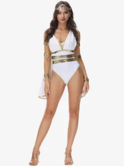 Costumes Halloween Grecs Combinaison Sexy Pour Femmes Blanches Costumes De Vacances