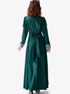 Costumes Halloween Robe Verte Vintage Ensemble De Femme Fête Déguisement