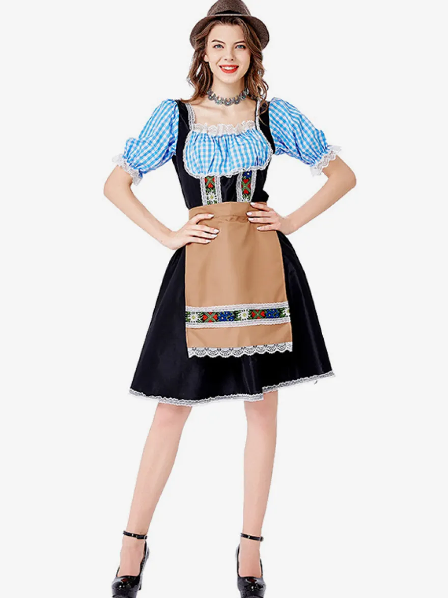 Costumes Marchandises de vacances Costumes de vacances Halloween Style européen Plaid Noir Fibre de polyester