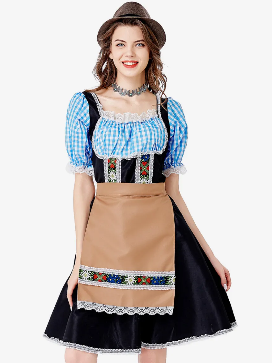 Costumes Marchandises de vacances Costumes de vacances Halloween Style européen Plaid Noir Fibre de polyester