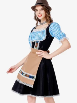 Costumes Marchandises de vacances Costumes de vacances Halloween Style européen Plaid Noir Fibre de polyester