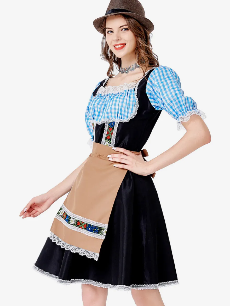 Costumes Marchandises de vacances Costumes de vacances Halloween Style européen Plaid Noir Fibre de polyester
