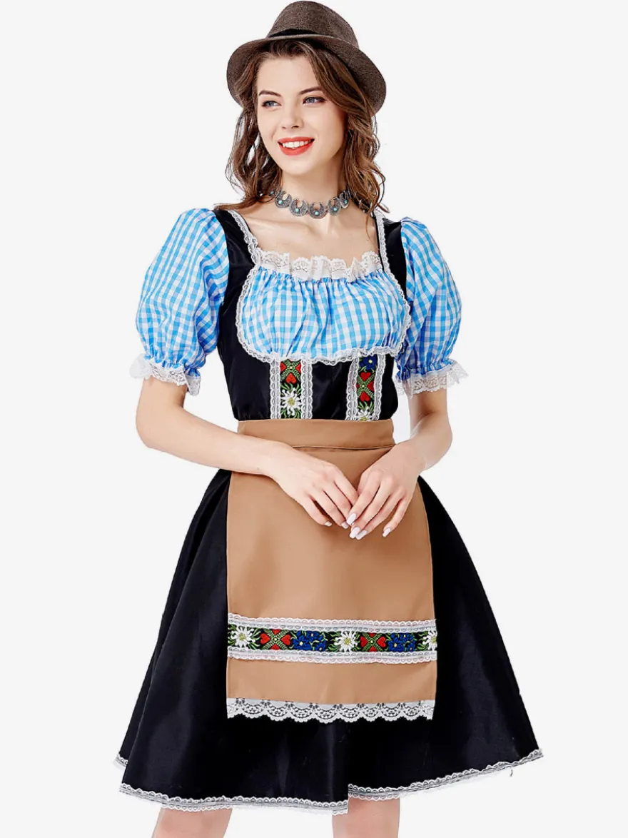 Costumes Marchandises de vacances Costumes de vacances Halloween Style européen Plaid Noir Fibre de polyester