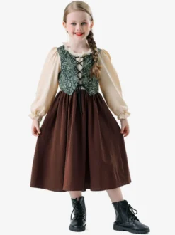 Costumes Oktoberfest Fête de la bière Enfants Ensemble Marron Robe Déguisement