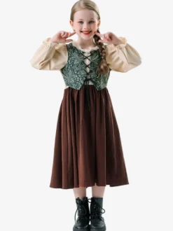 Costumes Oktoberfest Fête de la bière Enfants Ensemble Marron Robe Déguisement