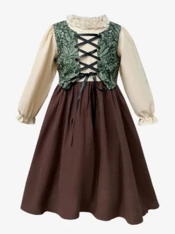 Costumes Oktoberfest Fête de la bière Enfants Ensemble Marron Robe Déguisement