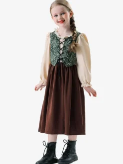 Costumes Oktoberfest Fête de la bière Enfants Ensemble Marron Robe Déguisement
