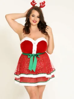 Costumes 3 pièces pour ensembles de robe de Noël avec culotte