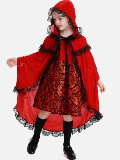 Costumes pour enfants Ensemble rouge Robe cape pour enfants