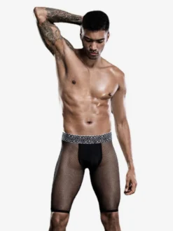 Costumes sexy pour hommes Pantalons de jeu de rôle en maille extensible noire