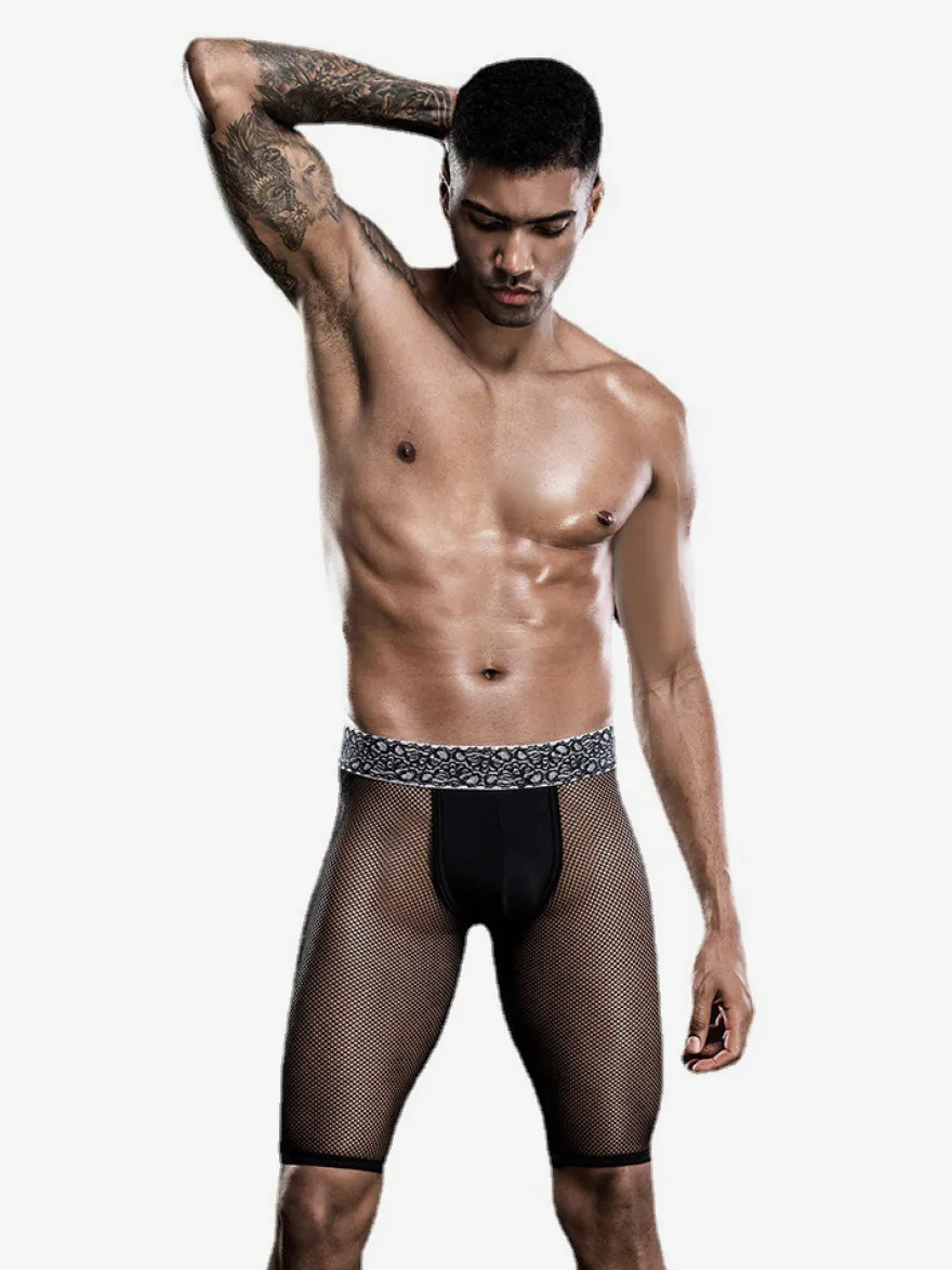 Costumes sexy pour hommes Pantalons de jeu de rôle en maille extensible noire