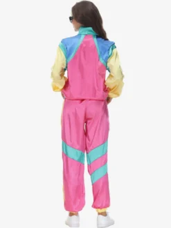 Costumes Vintage Rétro Roses Ensemble En Polyester Costume 1970s Ensemble Femme
