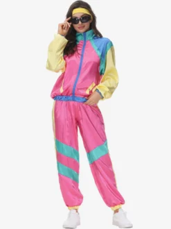 Costumes Vintage Rétro Roses Ensemble En Polyester Costume 1970s Ensemble Femme