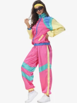 Costumes Vintage Rétro Roses Ensemble En Polyester Costume 1970s Ensemble Femme