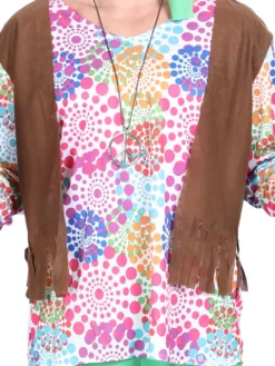 Costume vert Hippies imprimé floral manches longues haut en fibre Costumes rétro pour homme Ensemble vintage