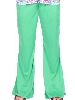 Costume vert Hippies imprimé floral manches longues haut en fibre Costumes rétro pour homme Ensemble vintage