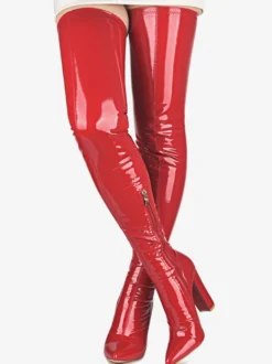 Cuissardes En Cuir À Talons Épais Pour Femmes Chaussures Sexy