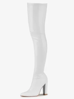 Cuissardes En Cuir À Talons Épais Pour Femmes Chaussures Sexy