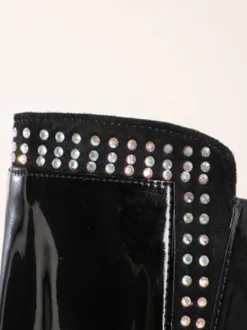 Cuissardes en cuir verni noir à bout rond pour femme