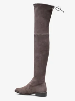 Cuissardes En Daim Femmes Bottes Plates Hautes Élastiques À Bout Rond