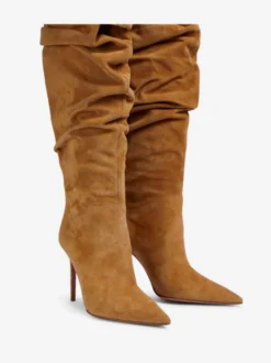 Cuissardes Femmes Bout Pointu Talon Aiguille Suède Cuir