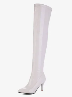 Cuissardes Femmes Vernis Bout Pointu Stiletto Cuir Brillant Talon Cuissardes