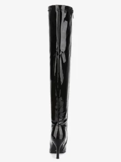 Cuissardes Femmes Vernis Bout Pointu Stiletto Cuir Brillant Talon Cuissardes
