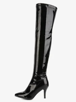 Cuissardes Femmes Vernis Bout Pointu Stiletto Cuir Brillant Talon Cuissardes