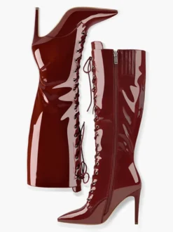 Cuissardes Hautes Au Genou À Lacet Femmes Bottes Hautes À Talons Aiguilles Chics Léopard