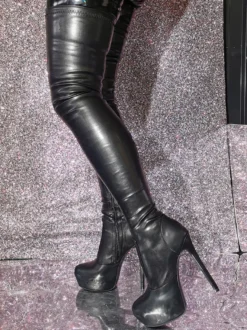 Cuissardes hautes de grande taille à plateforme talons hauts chaussures sexy au-dessus du genou
