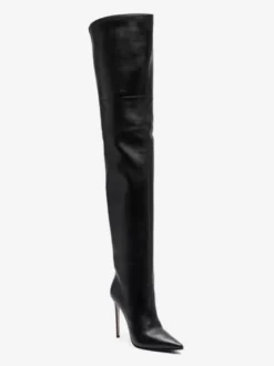 Cuissardes Noires À Bout Pointu À Talons Hauts Bottes Sexy Femme