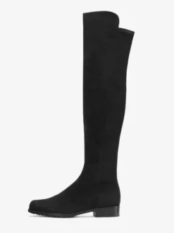 Cuissardes plates pour femmes bottes élastiques en daim chaussures