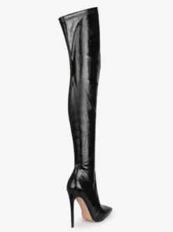 Cuissardes pour femmes Bottes noires à talons aiguilles et bout pointu
