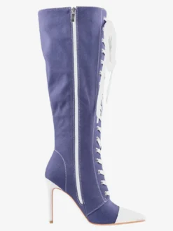 Cuissardes Style Sport De Grande Taille À Lacets À Bout Pointu Bottes À Talons Hauts