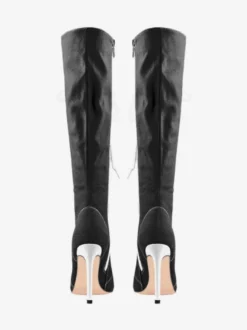 Cuissardes Style Sport De Grande Taille À Lacets À Bout Pointu Bottes À Talons Hauts