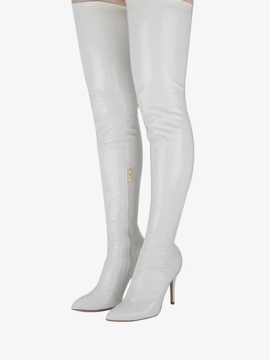 Cuissardes à Talon Aiguille pour Femme en Cuir Verni Brillant