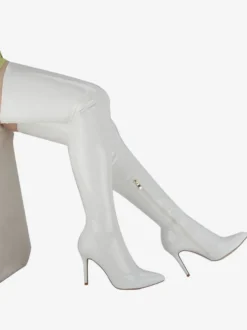Cuissardes à Talon Aiguille pour Femme en Cuir Verni Brillant