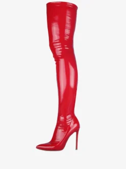 Cuissardes à Talon Aiguille pour Femme en Cuir Verni Brillant