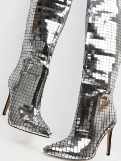 Cuissarde à Talons Hauts Femme avec Bout Pointu Unicolore