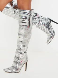 Cuissarde à Talons Hauts Femme avec Bout Pointu Unicolore