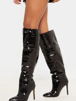 Cuissarde à Talons Hauts Femme avec Bout Pointu Unicolore