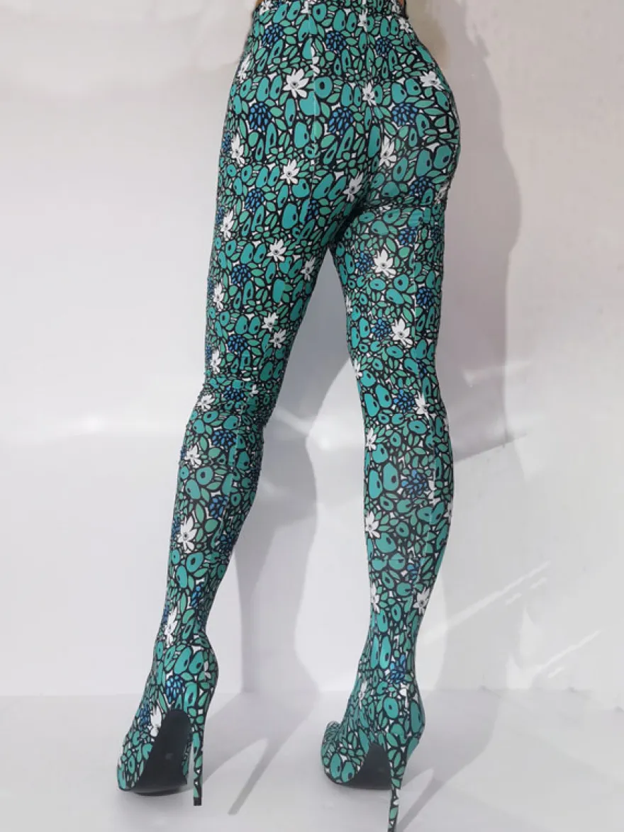 Cuissards Bout Pointu Talon Aiguille Tissu Élastique Pour Femmes