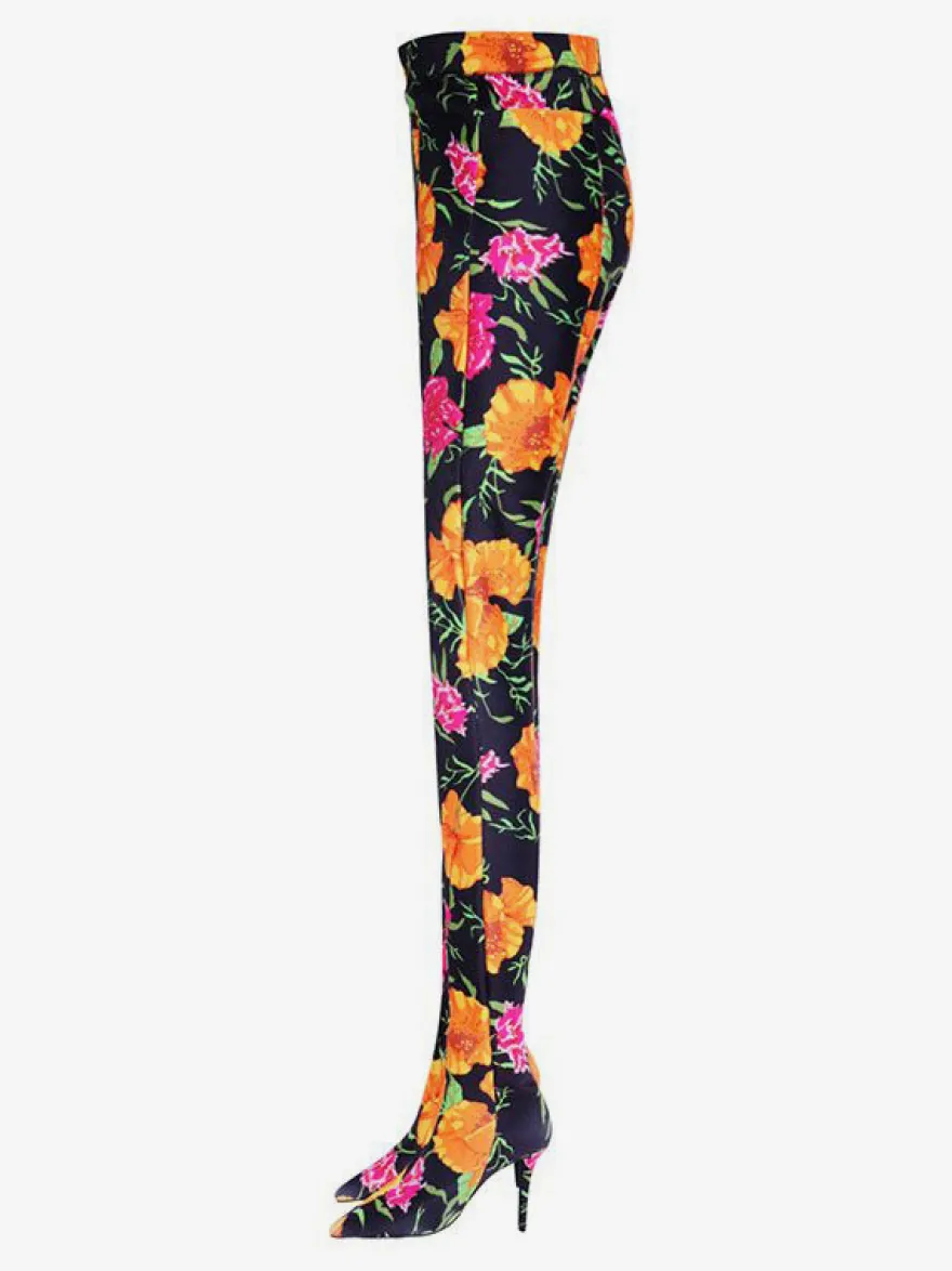 Cuissards Bout Pointu Talon Aiguille Tissu Élastique Pour Femmes