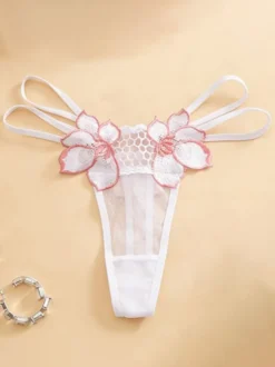 Culottes en dentelle tissée au crochet lingerie blanche brodée de fleurs sous-vêtements en maille transparente