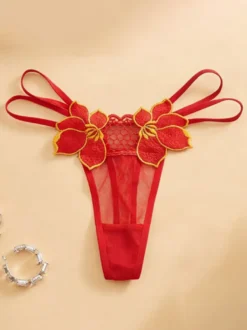 Culottes en dentelle tissée au crochet lingerie blanche brodée de fleurs sous-vêtements en maille transparente