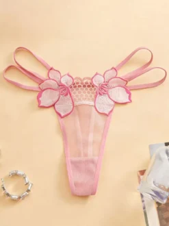Culottes en dentelle tissée au crochet lingerie blanche brodée de fleurs sous-vêtements en maille transparente