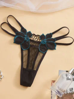 Culottes en dentelle tissée au crochet lingerie blanche brodée de fleurs sous-vêtements en maille transparente